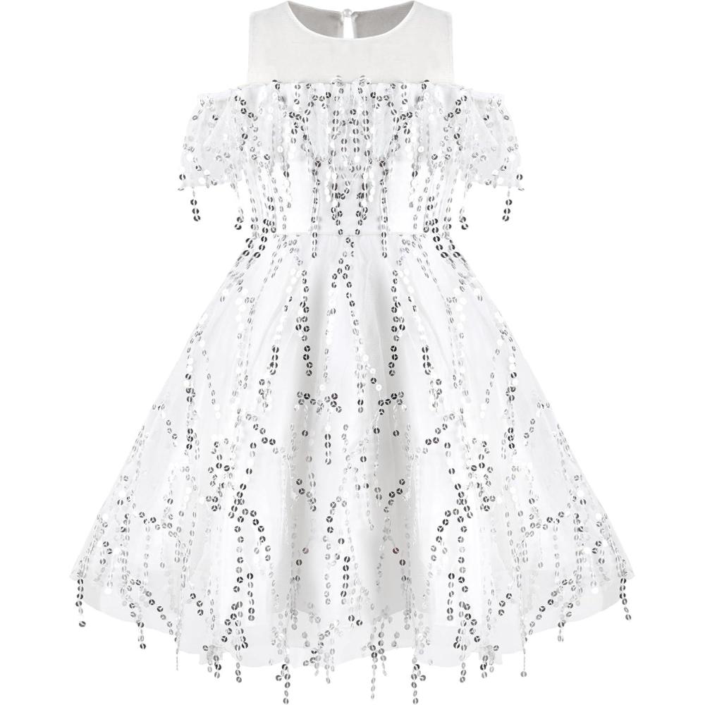 imageSunny Fashion Girls Dress Purple Off Shoulder HiLow Skirt Bridesmaid Size 714White Tassel