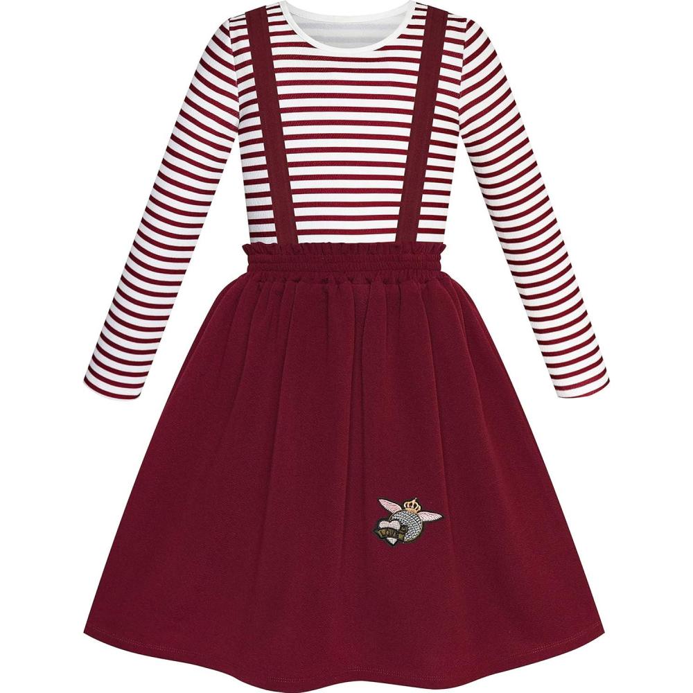 imageSunny Fashion Girls Dress Shinning Sequins Beige Tulle Layers Wedding PageantRed Set