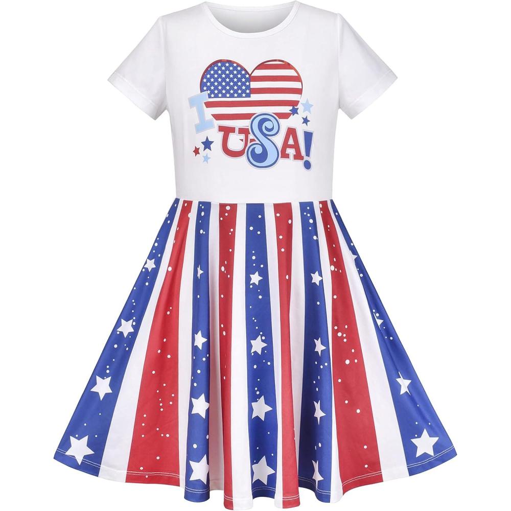 imageSunny Fashion Girls Dress Short Sleeve Casual Summer SundressMulticolor
