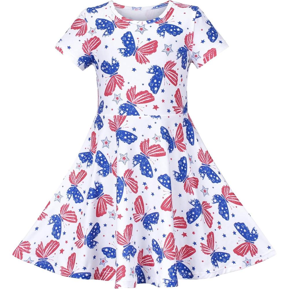 imageSunny Fashion Girls Dress Short Sleeve Casual Summer SundressWhite