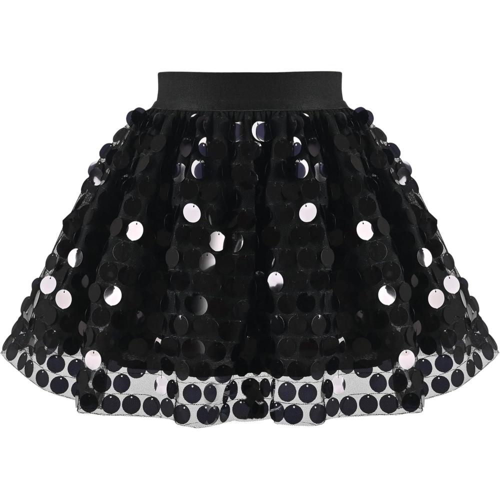 imageSunny Fashion Girls Skirt Purple Mermaid Sparkly Sequin Tutu Party Ballet DanceBlack Dot