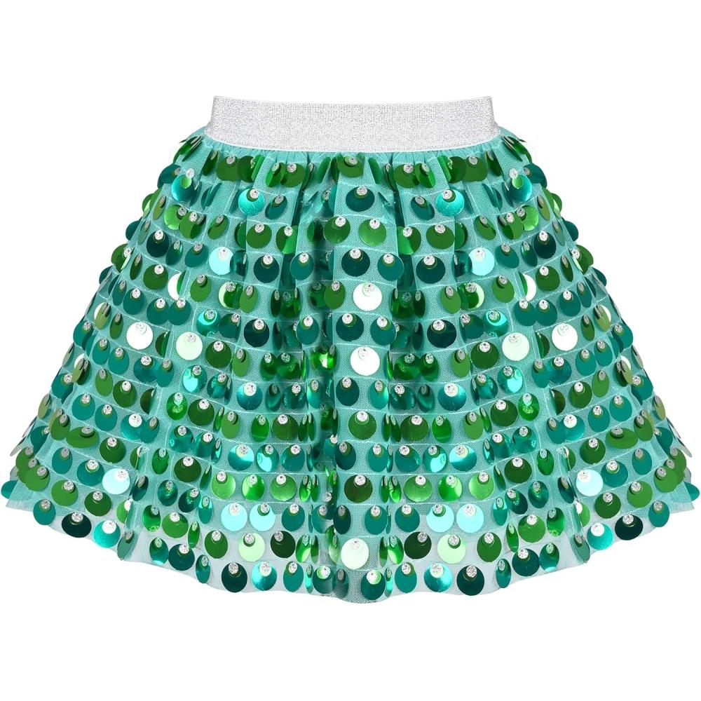 imageSunny Fashion Girls Skirt Purple Mermaid Sparkly Sequin Tutu Party Ballet DanceGreen Sequin