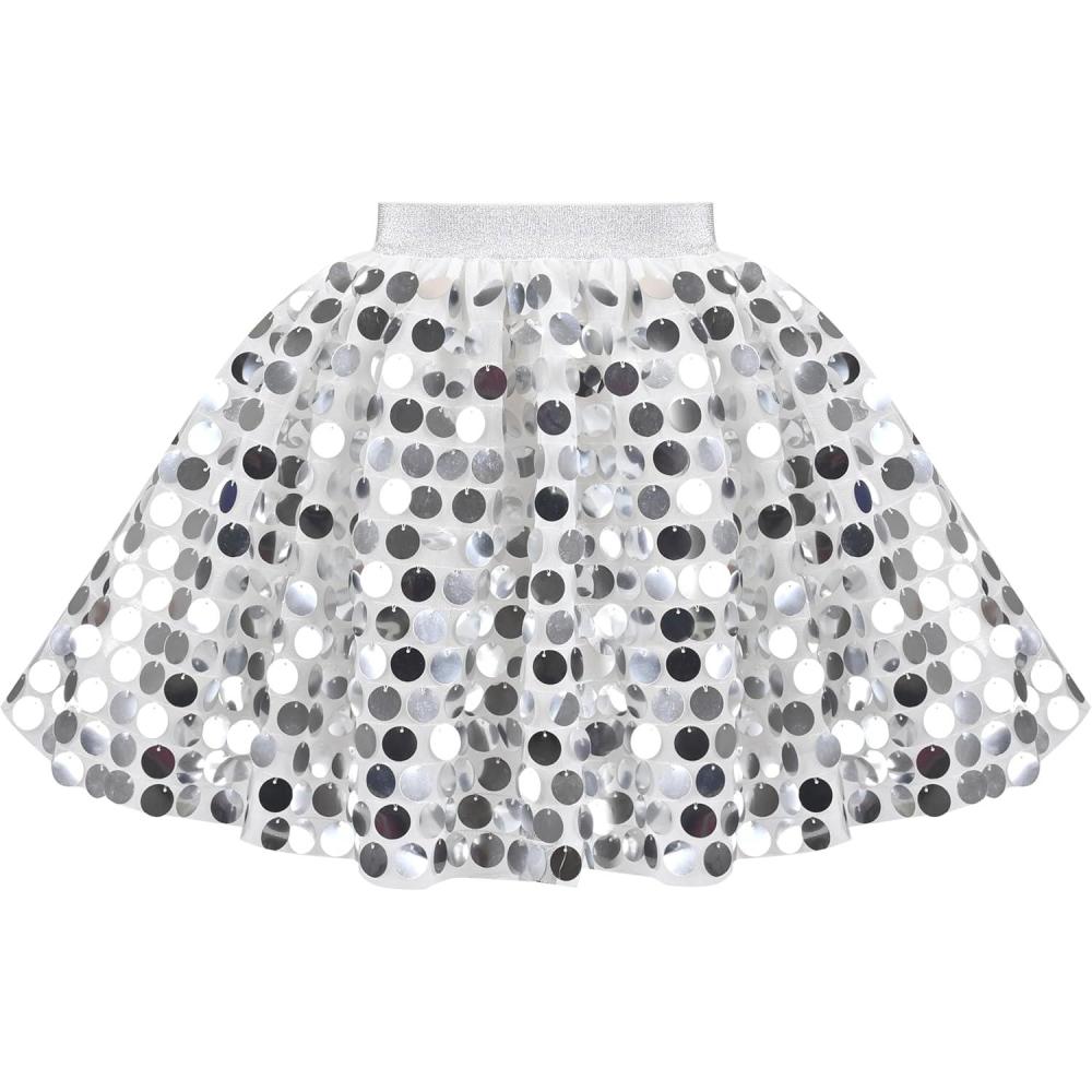 imageSunny Fashion Girls Skirt Purple Mermaid Sparkly Sequin Tutu Party Ballet DanceGrey Sequin