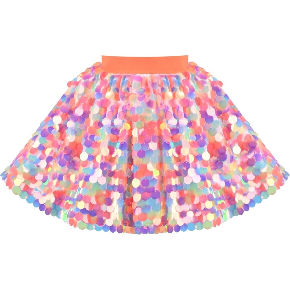imageSunny Fashion Girls Skirt Purple Mermaid Sparkly Sequin Tutu Party Ballet DanceOrange