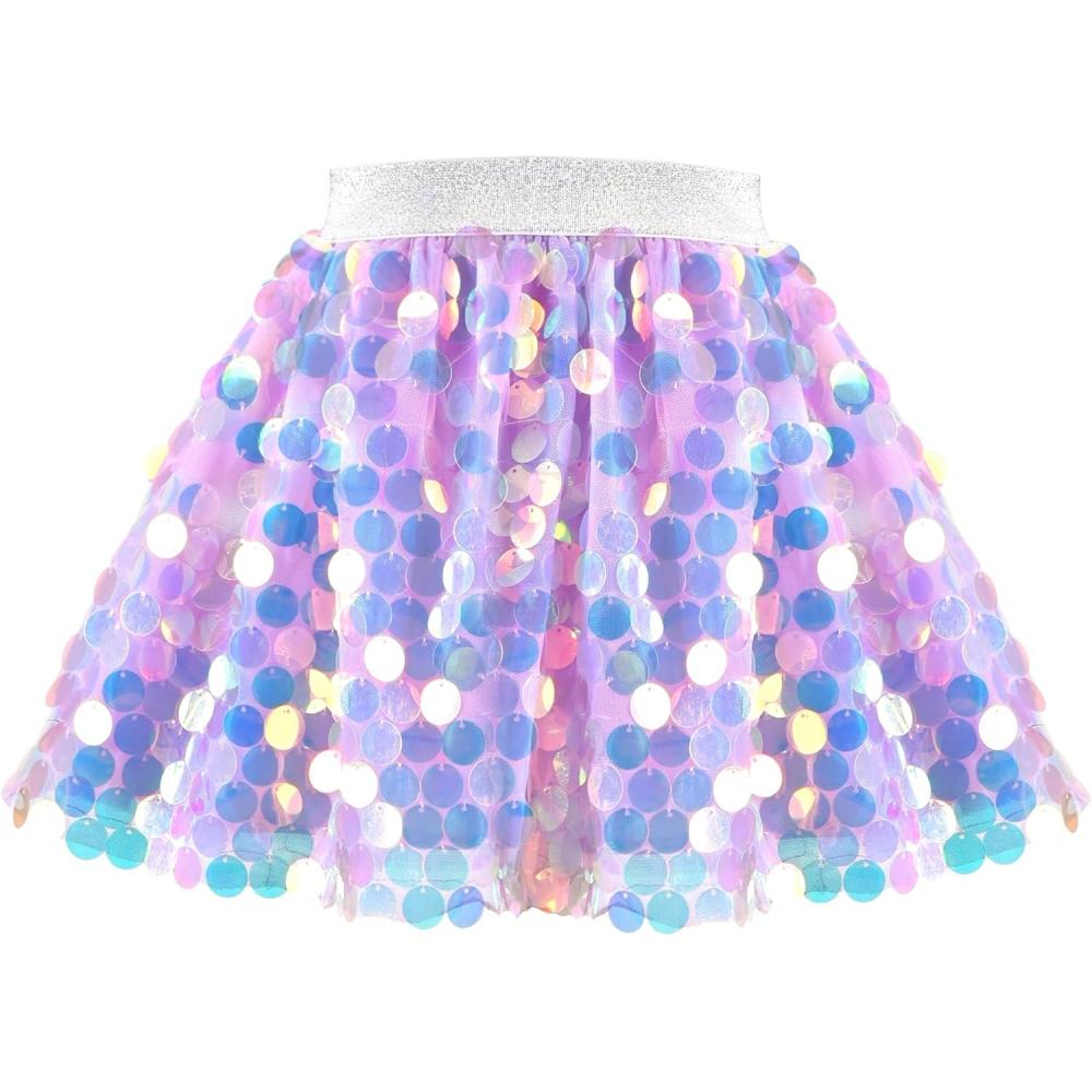 imageSunny Fashion Girls Skirt Purple Mermaid Sparkly Sequin Tutu Party Ballet DancePurple Dot