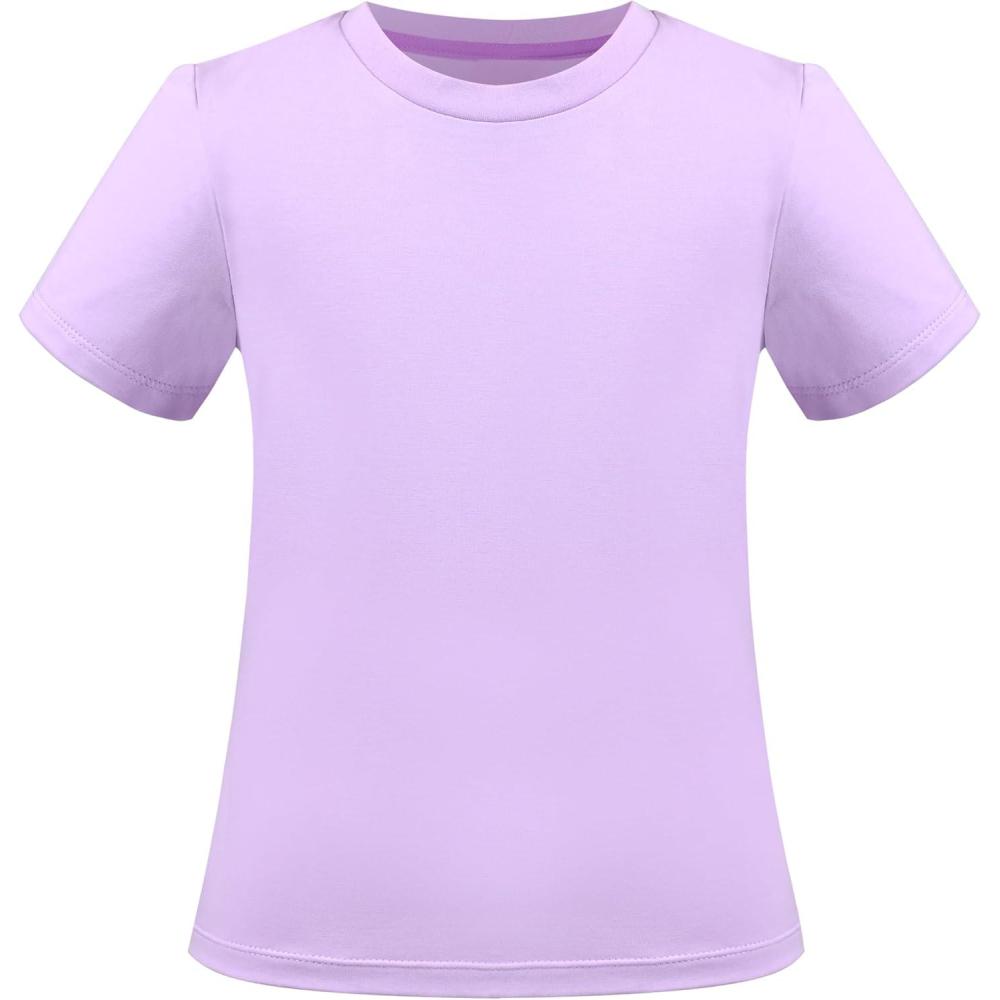 imageSunny Fashion Girls TShirt Crop Top Brown Lettuce Trim Ribbed Knit Button CasualPurple