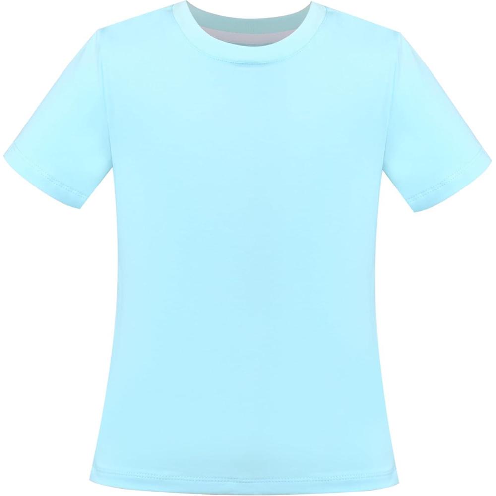 imageSunny Fashion Girls TShirt Crop Top Brown Lettuce Trim Ribbed Knit Button CasualTurquoise