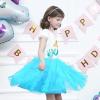 Girls Dress Pink Tutu Unicorn Dancing Tiered Skirt Ballet Birthday Party 3-7(Blue Mermaid)