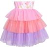 Girls Dress Pink Tutu Unicorn Dancing Tiered Skirt Ballet Birthday Party 3-7(Pink Swan)