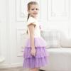 Girls Dress Pink Tutu Unicorn Dancing Tiered Skirt Ballet Birthday Party 3-7(Purple Ice Cream)