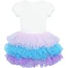 Girls Dress Pink Tutu Unicorn Dancing Tiered Skirt Ballet Birthday Party 3-7(Purple Mermaid)