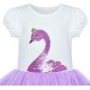 Girls Dress Pink Tutu Unicorn Dancing Tiered Skirt Ballet Birthday Party 3-7(Purple Swan)