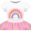 Girls Dress Pink Tutu Unicorn Dancing Tiered Skirt Ballet Birthday Party 3-7(Rainbow Sequin)