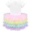 Girls Dress Pink Tutu Unicorn Dancing Tiered Skirt Ballet Birthday Party 3-7(Rainbow Swan)
