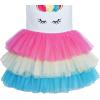 Girls Dress Pink Tutu Unicorn Dancing Tiered Skirt Ballet Birthday Party 3-7(Rainbow Unicorn)
