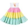Girls Dress Rainbow Icecream Unicorn Strip Suspender Sleeveless Sundress Summer Size 6