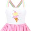 Girls Dress Rainbow Icecream Unicorn Strip Suspender Sleeveless Sundress Summer Size 6