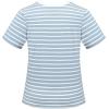 Sunny Fashion 2 Pack Girls T-Shirt Top Tee Solid Striped Basic Cozy Cotton Essential(Grey Blue)