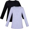 Sunny Fashion 2 Pack Girls Top Tee Shirt Base Layer Comfort Cotton Soft(Black)