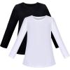 Sunny Fashion 2 Pack Girls Top Tee Shirt Base Layer Comfort Cotton Soft(Black White)