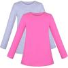 Sunny Fashion 2 Pack Girls Top Tee Shirt Base Layer Comfort Cotton Soft(Gray Pink Set)