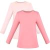 Sunny Fashion 2 Pack Girls Top Tee Shirt Base Layer Comfort Cotton Soft(Light Pink Dark Pink)
