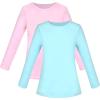 Sunny Fashion 2 Pack Girls Top Tee Shirt Base Layer Comfort Cotton Soft(Pink Blue)