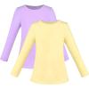 Sunny Fashion 2 Pack Girls Top Tee Shirt Base Layer Comfort Cotton Soft(Purple Yellow)