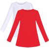 Sunny Fashion 2 Pack Girls Top Tee Shirt Base Layer Comfort Cotton Soft(Red White)