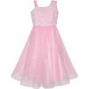 Sunny Fashion Flower Girl Dress Ivory Sequin Bridesmaid Wedding Party Size 6-12(Pink)