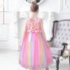 Sunny Fashion Flower Girl Dress Ivory Sequin Bridesmaid Wedding Party Size 6-12(Pink Rainbow)
