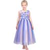 Sunny Fashion Flower Girl Dress Ivory Sequin Bridesmaid Wedding Party Size 6-12(Purple Flower)