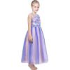 Sunny Fashion Flower Girl Dress Ivory Sequin Bridesmaid Wedding Party Size 6-12(Purple Flower)