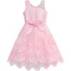 Sunny Fashion Flower Girl Dress One Shoulder Lace Embroidered Flower Pageant(Rose Pink)