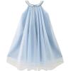 Sunny Fashion Flower Girls Dress Halter Dress Pearl Party Wedding Birthday(Light Steel Blue)