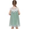 Sunny Fashion Flower Girls Dress Halter Dress Pearl Party Wedding Birthday(Pale Green)