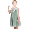 Sunny Fashion Flower Girls Dress Halter Dress Pearl Party Wedding Birthday(Pale Green)