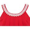 Sunny Fashion Flower Girls Dress Halter Dress Pearl Party Wedding Birthday(Red)