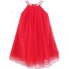 Sunny Fashion Flower Girls Dress Halter Dress Pearl Party Wedding Birthday(Red)