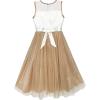 Sunny Fashion Flower Girls Dress Lace Hem Butterfly Wedding First Communion(Tan Color)