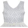 Sunny Fashion Flower Girls Dress Lace Pearl Flowers Pageant Wedding Tulle(Gray)