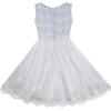 Sunny Fashion Flower Girls Dress Lace Pearl Flowers Pageant Wedding Tulle(Gray)