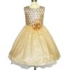 Sunny Fashion Flower Girls Dress Lace Pearl Flowers Pageant Wedding Tulle(Metallic)