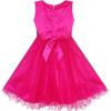 Sunny Fashion Flower Girls Dress Lace Pearl Flowers Pageant Wedding Tulle(Pink)