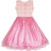 Sunny Fashion Flower Girls Dress Lace Pearl Flowers Pageant Wedding Tulle(Shining Pink)