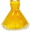 Sunny Fashion Flower Girls Dress Lace Pearl Flowers Pageant Wedding Tulle(Yellow)