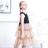 Sunny Fashion Flower Girls Dress Lace Sequins Sparkling Wedding Bridesmaid(Beige)