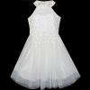Sunny Fashion Flower Girls Dress Lace Sequins Sparkling Wedding Bridesmaid(White)