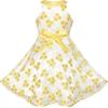 Sunny Fashion Flower Girls Dress Lace Sequins Sparkling Wedding Bridesmaid(Yellow)