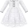 Sunny Fashion Flower Girls Dress Lace Square Party Pageant Wedding Vintage Formal(White Flower Lace)